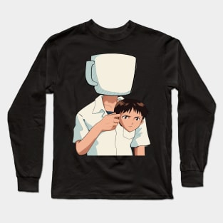 Shinji Holding a Mug HD (Mug Holding a Shinji) Restored image Neon Genesis Evangelion Long Sleeve T-Shirt